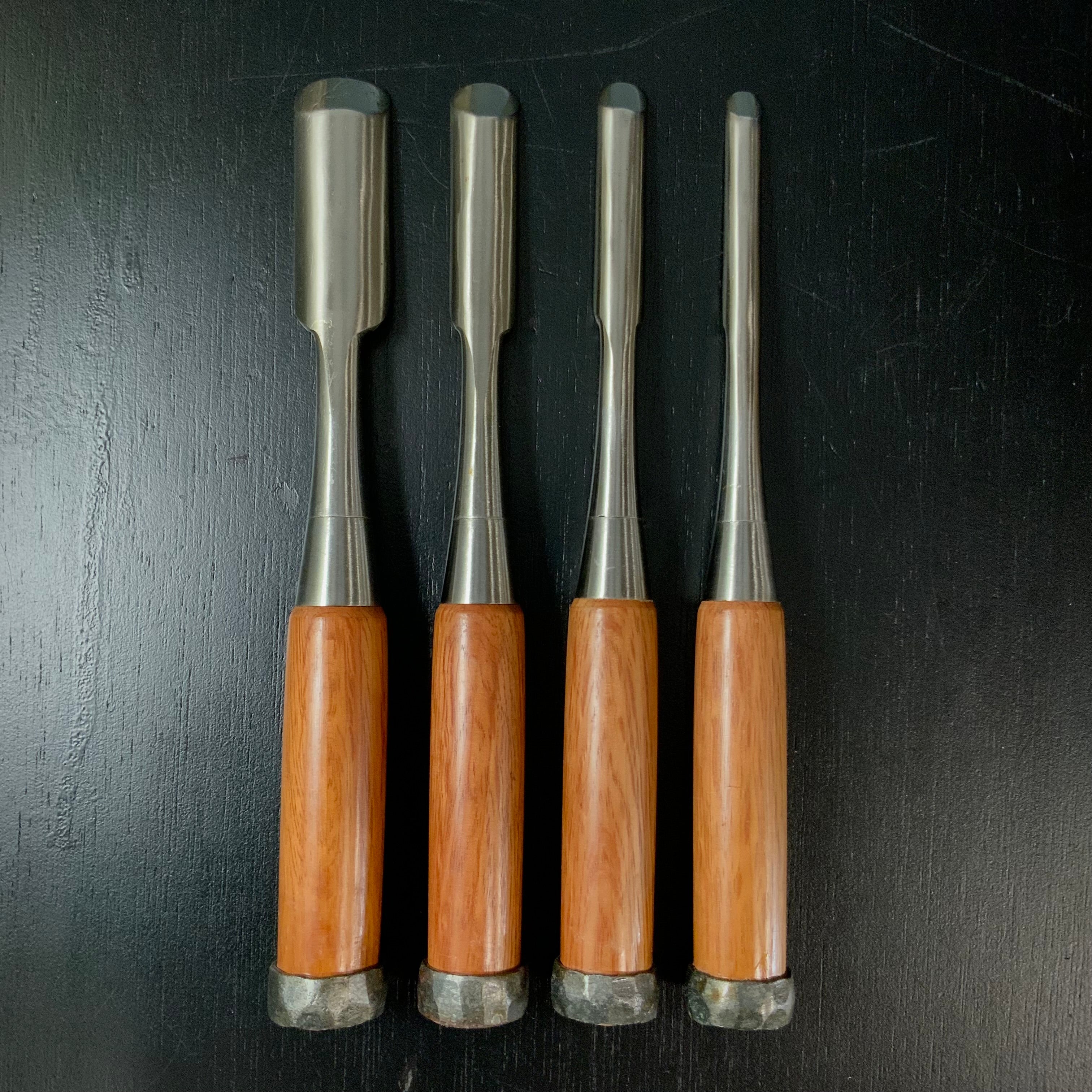 Sukemaru High-Speed Steel Uchimarunomi chisels set 4pc    助丸 ハイス 内丸鑿 Uchimarunomi 4本組
