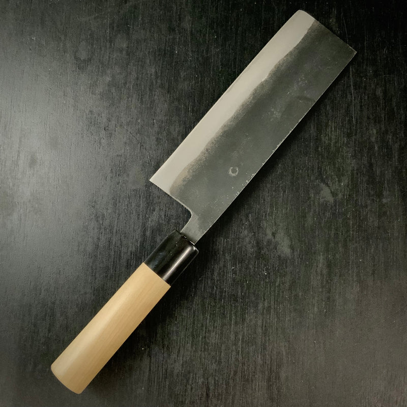 Masamoto Sohonten Nakiri Bocho with Blue steel  正本総本店 青紙鋼 西型 水牛柄 黒菜切包丁 165mm