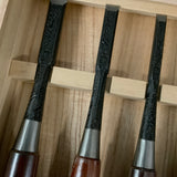 Tasai Mokume Special Bench chisels set  with Rosewood handle 田斎作 木目造り 追入組鑿  5本組 紫檀柄