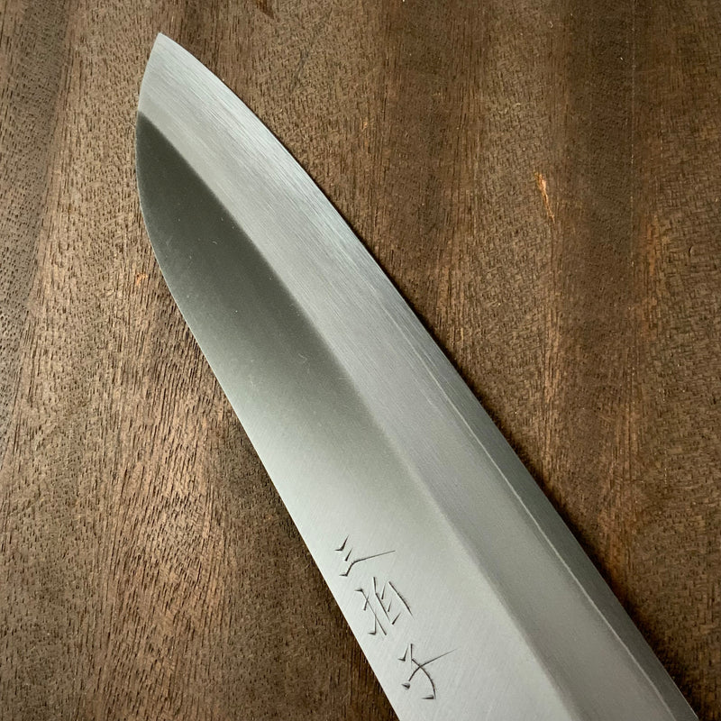 Sanbyoushi Santoku knife with main interrupt stainless steel cladding  三拍子V金1号 口金付 本割込  三徳 165mm