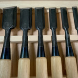 Ouchi Bench chisels set by Ouchi 4th generation 四代目大内俊明作 宗家大内 追入組鑿 桐箱付 Oirenomi