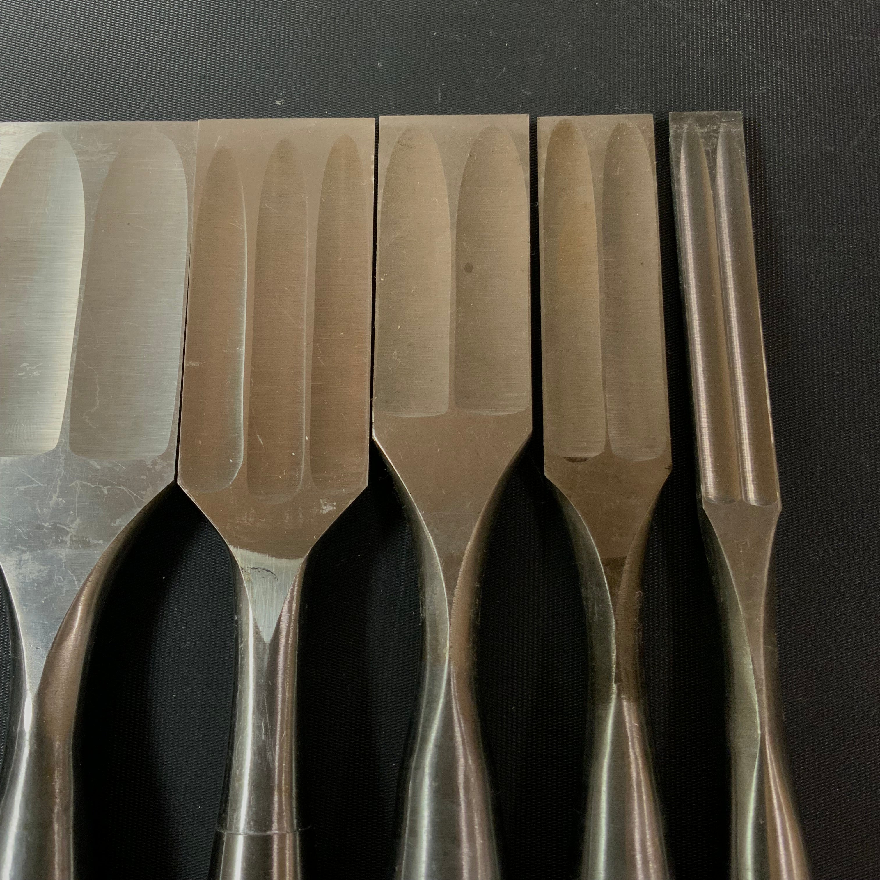 Old stock #8 Mixed set High-Speed Steel Damekiri chisels Timber chisels 掘出し物 バラ鑿合わせ ハイス ダメ切鑿 6本組