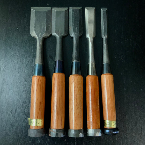 #M169 Mixed Bench chisels set by unknown  バラ鑿合わせ 追入組鑿 5本組 作者不明