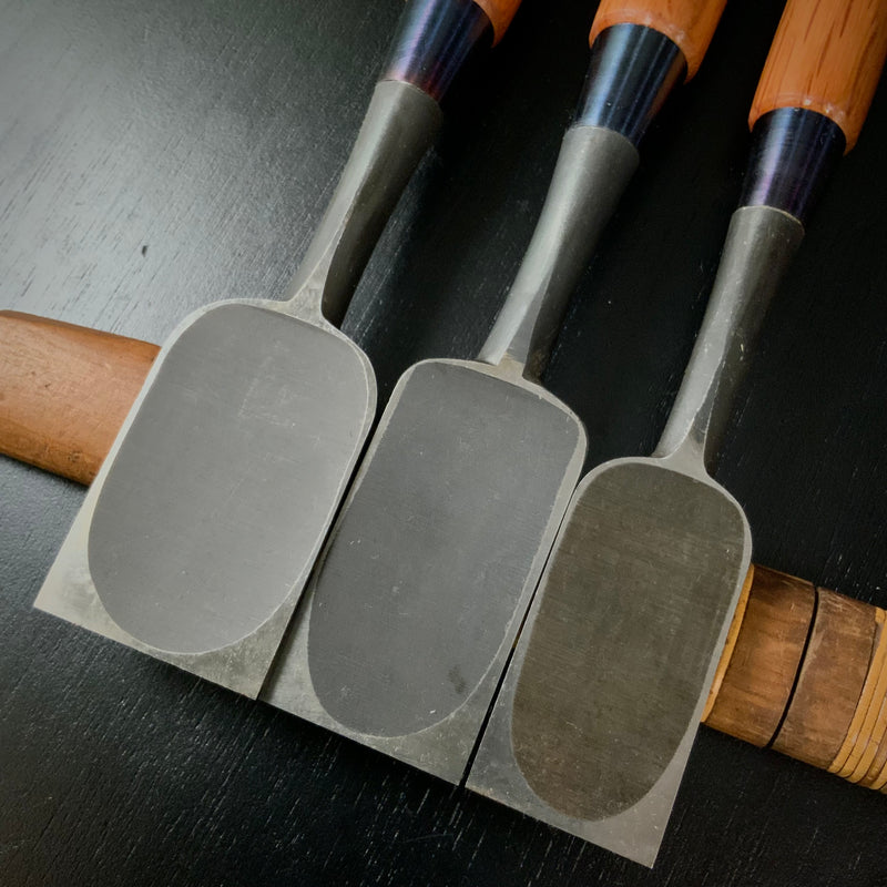 Kanehiro shorter Timber chisels with Traditional Japanese iron 兼弘 バラ 和鉄 半叩き鑿  Tatakinomi 36,42,48mm