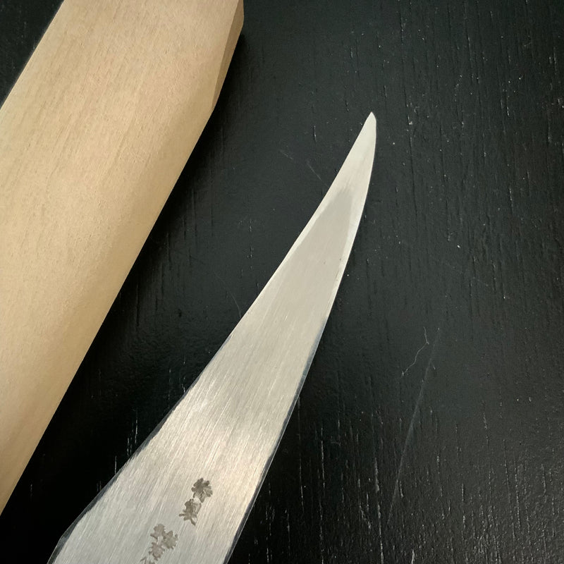 Baishinshi Kunimitsu Setsuki Kokatana carved kiridashi type 梅心子圀光 接木小刀 曲り 鞘付き たしみ丸 107mm