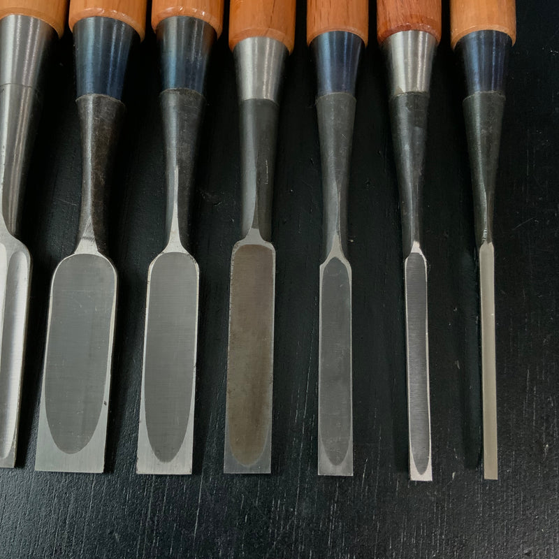 #M179 Mixed Uchimarunomi chisels set by unknown  バラ鑿合わせ 内丸組鑿 10本組 作者不明