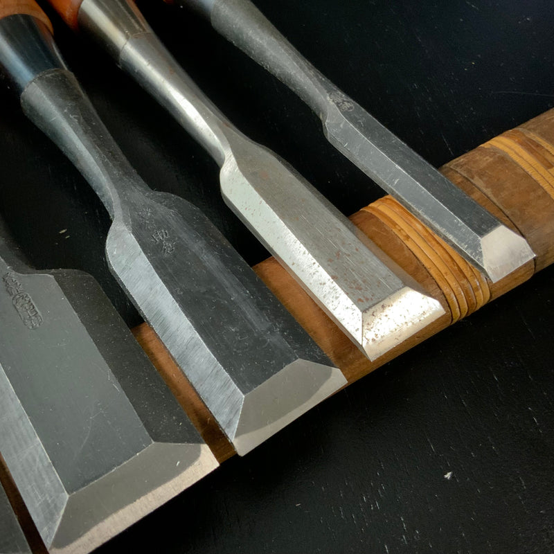 #M169 Mixed Bench chisels set by unknown  バラ鑿合わせ 追入組鑿 5本組 作者不明