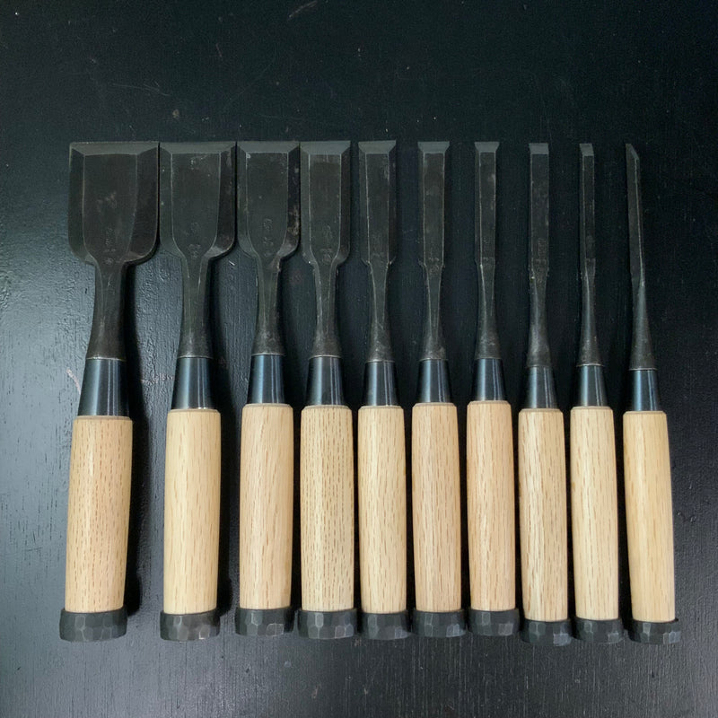 Ioroi Bench chisels set (Oirenomi) by Blue steel  五百蔵作 追入組鑿 青紙鋼