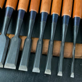 Kunitsuru bench chisels 10-piece set Blacksmith finish with white steel 掘出し物 國鶴 黒仕上 追入組鑿 10本組