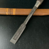 Tasai Mokume Special Timber chisels with black wood handle   田斎作 木目 首長厚鑿 黒檀柄 三つ裏 24mm Kubinaga Atsunomi