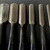 Old stock Yoshihiro Sotomaru chisels with white steel 掘出し物  吉弘 外丸鑿 10本組 白紙鋼