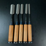 Unknown Soto maru chisels set with White steel    作者不明 外丸組鑿 5本組 Sotomarunomi