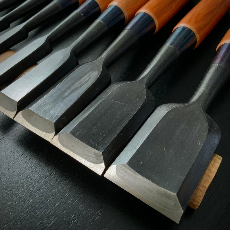 #M168  No brand Bench chisels set by unknown smith  無名 追入組鑿 10本組 作者不明