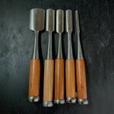 #M167 Mixed Sotomaru chisels set by unknown smith バラ鑿合わせ 外丸組鑿 5本組 作者不明