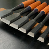 Kunitsuru bench chisels 10-piece set Blacksmith finish with white steel 掘出し物 國鶴 黒仕上 追入組鑿 10本組