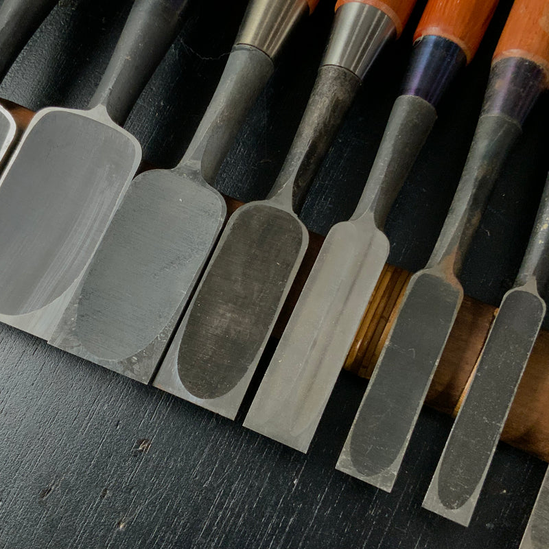 #M182  Mixed set for beginner Bench chisels set by unknown smith バラ鑿合わせ 初心者におすすめ 追入組鑿作者不明