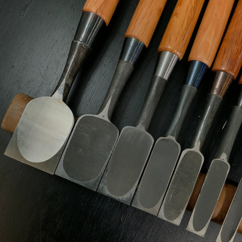 #M175 Mixed Bench chisels set by unknown バラ鑿合わせ 追入れ組鑿 10本組 作者不明