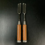 Old stock Hiroshige Middle Timber Oblique chisels Set 21mm  廣重 イスカ追入鑿 2本セット 21mm