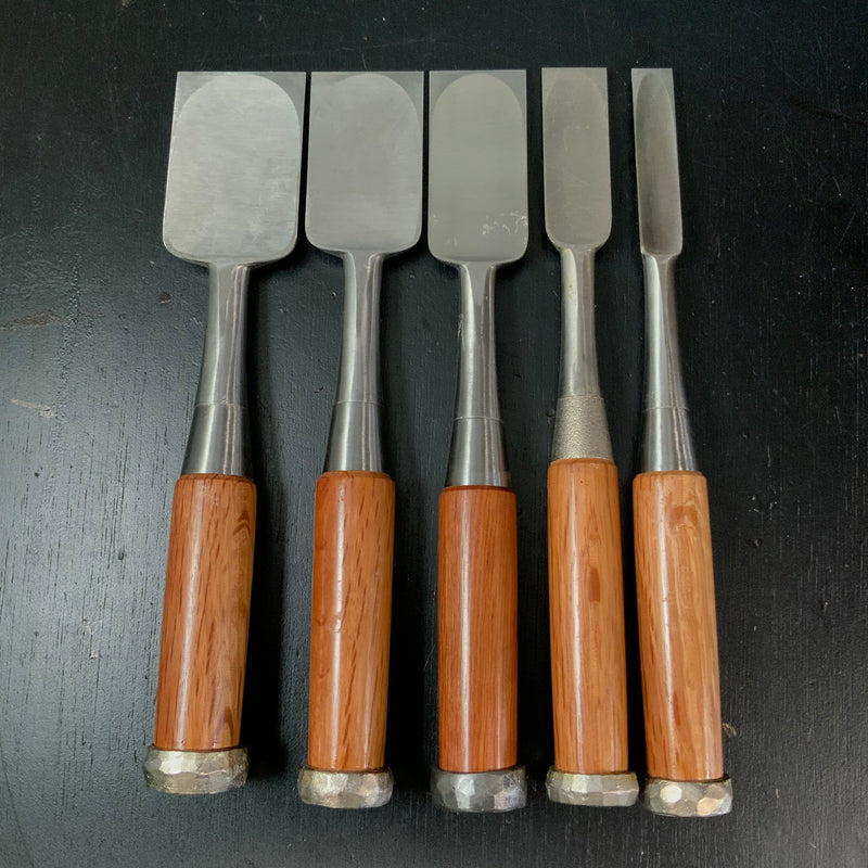 Old stock Mitsukuni Sukemaru  High-Speed Steel Timber chisels set 掘出し物 光圀 助丸 ハイス鋼 叩き鑿 tatakinomi