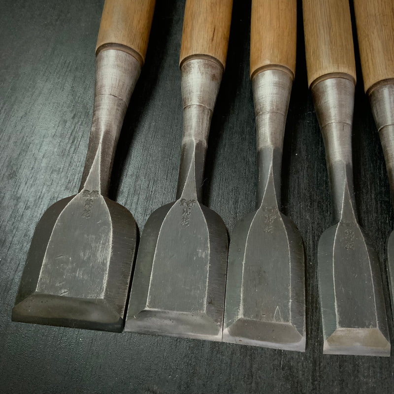 Used Nishiki Ryu Bench chisels set  (Used by palace carpenters)     錦龍  追入組鑿 中古鑿(宮大工使用）