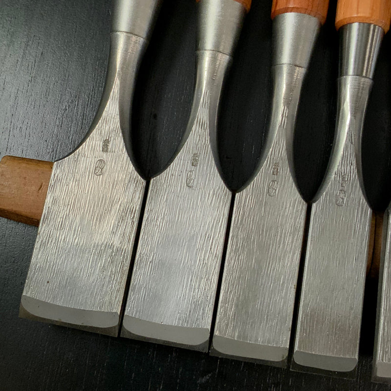 Sukemaru 4th High-Speed Steel  Shorter Timber Chisels set by Usui Yoshio 四代助丸 碓氷淑郎 ハイスダメ切鑿 7本組 Damekiri Tatakinomi