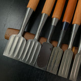 #M185 Mixed set High-Speed Steel Bench chisels set for beginner by unknown smith  バラ鑿合わせ 初心者におすすめ ハイス追入組鑿作者不明