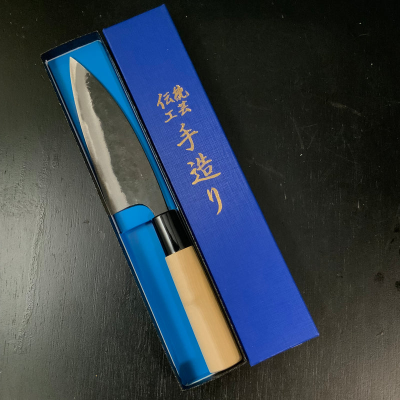 Kurouchi Ajikiri Habahiro Bocho Blue Steel Ninju  /     黒打 アジ切幅広包丁 120mm 青紙鋼 仁寿