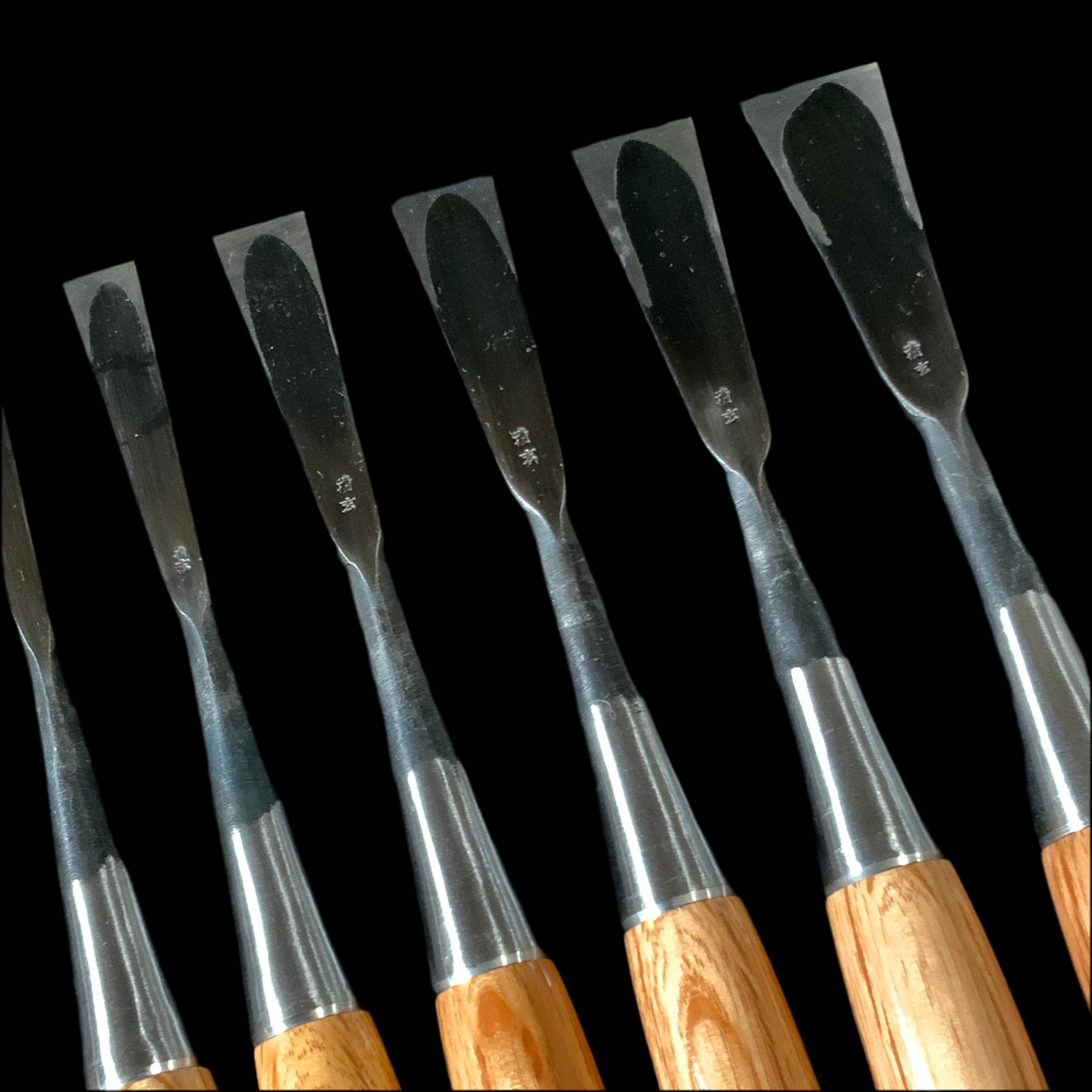 Seigen FishTail chisels  (Bachi chisels) each size   清玄作 バチ鑿 (フィッシュテール)