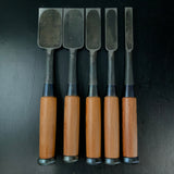 Sukemaru  Timber chisels set by Usui Yoshio with Red oak handle  四代助丸 碓氷淑郎 叩鑿 赤樫柄 5本組