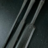 Old stock Yoshimasa Paring chisels Set (Usunomi) with white steel 掘出し物 善正 面取薄鑿 ３本組