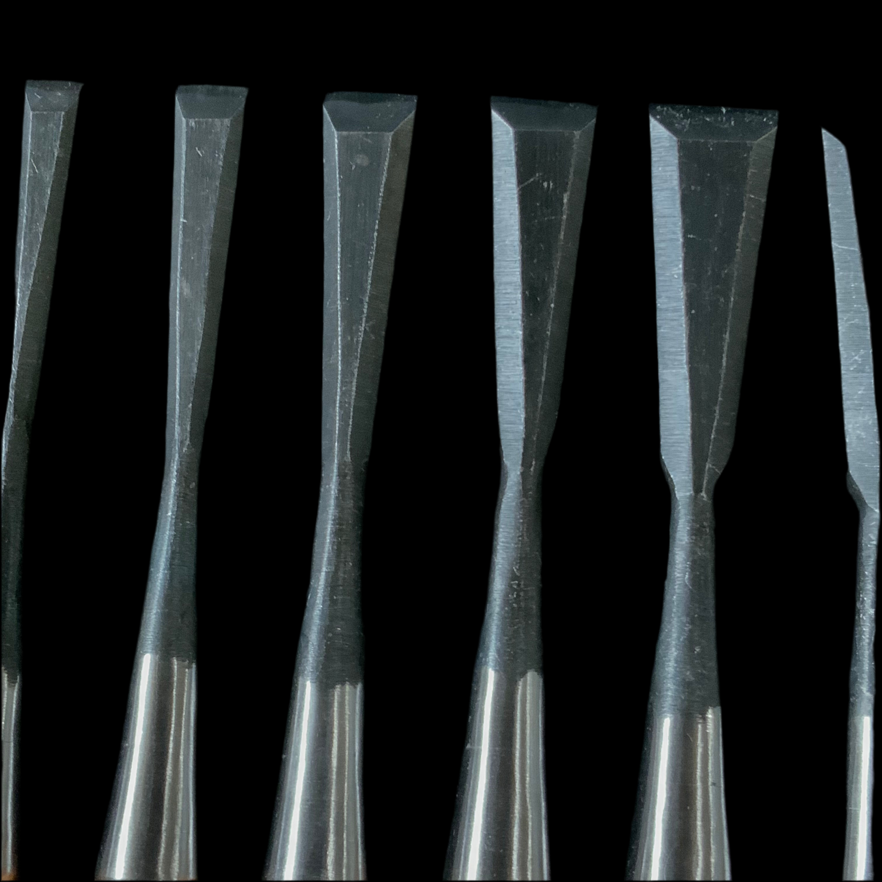 Seigen FishTail chisels  (Bachi chisels) each size   清玄作 バチ鑿 (フィッシュテール)
