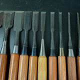 #M180 Mixed Uchimarunomi chisels set by unknown  バラ鑿合わせ 内丸組鑿 10本組 作者不明