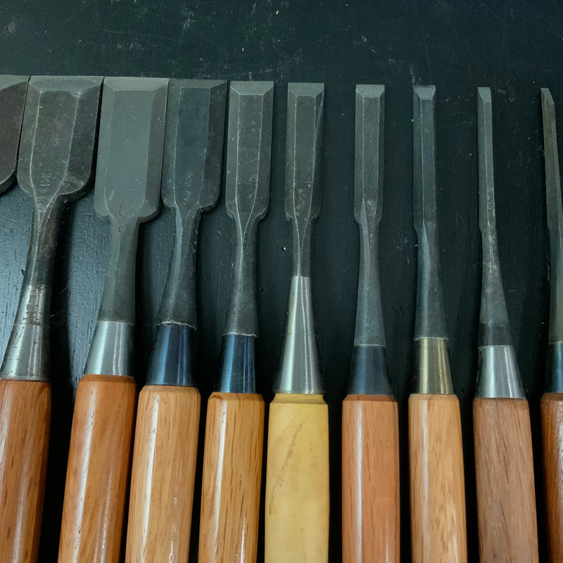 #M180 Mixed Uchimarunomi chisels set by unknown  バラ鑿合わせ 内丸組鑿 10本組 作者不明