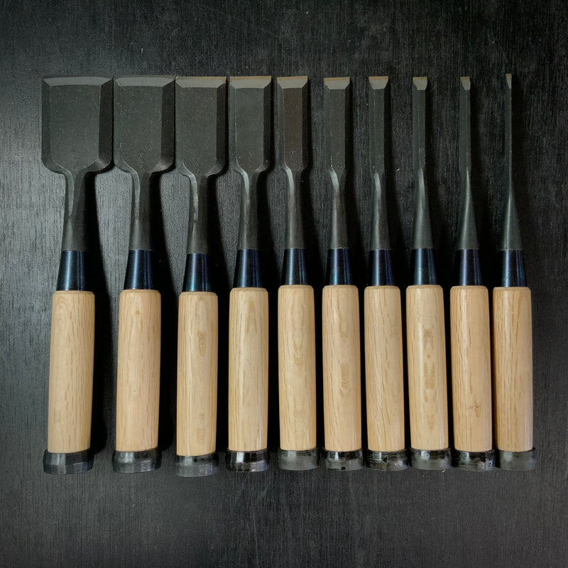 Kiyohisa Bench chisels set by Watanabe Kiyoe 渡辺清栄作 清久 追入鑿 10本組 Oirenomi