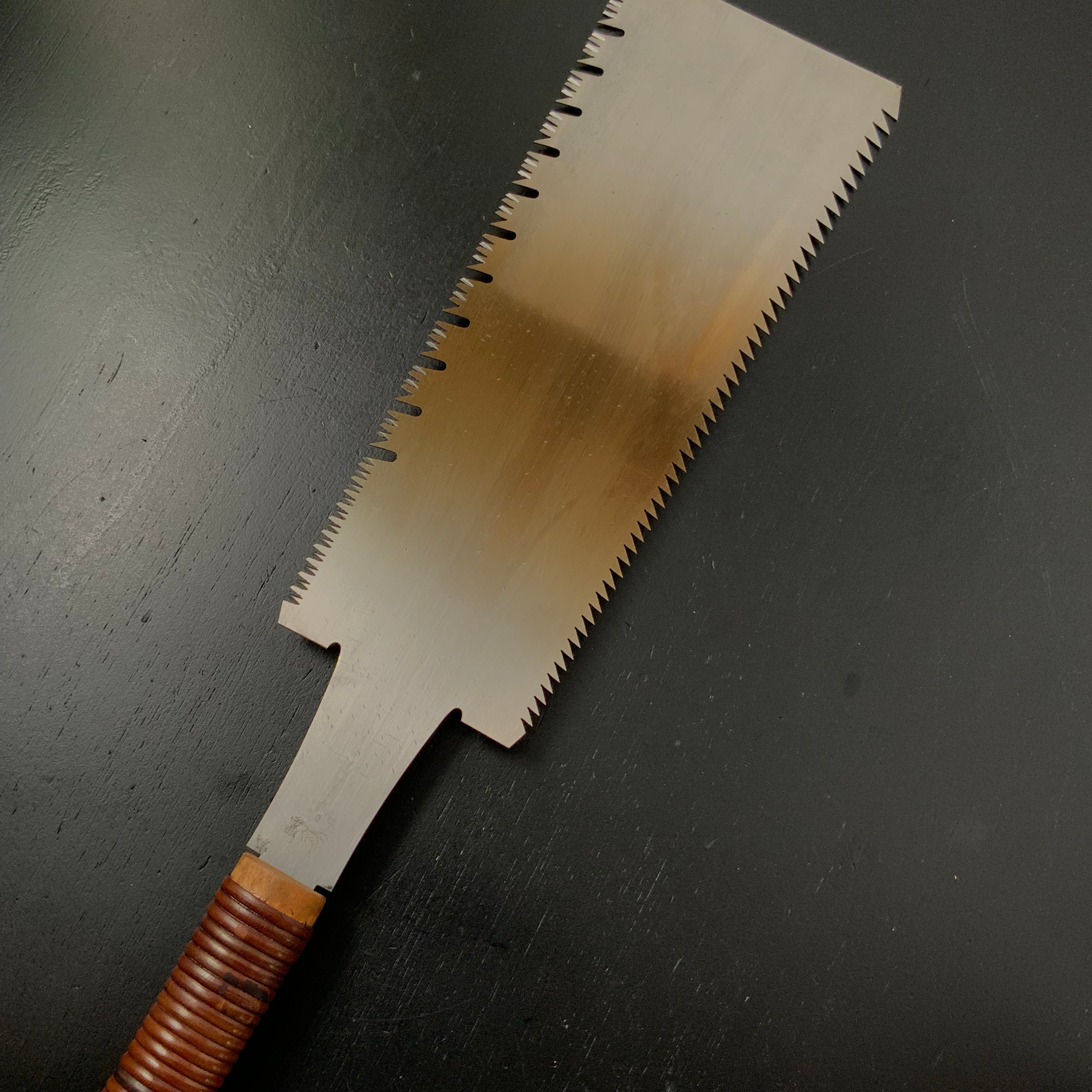 #189 Nagakatsu Double Edge Saw Eddy Type Handles set by Kurashige For Soft Wood  長勝鋸 渦巻き柄 両刃鋸 針葉材用 265mm