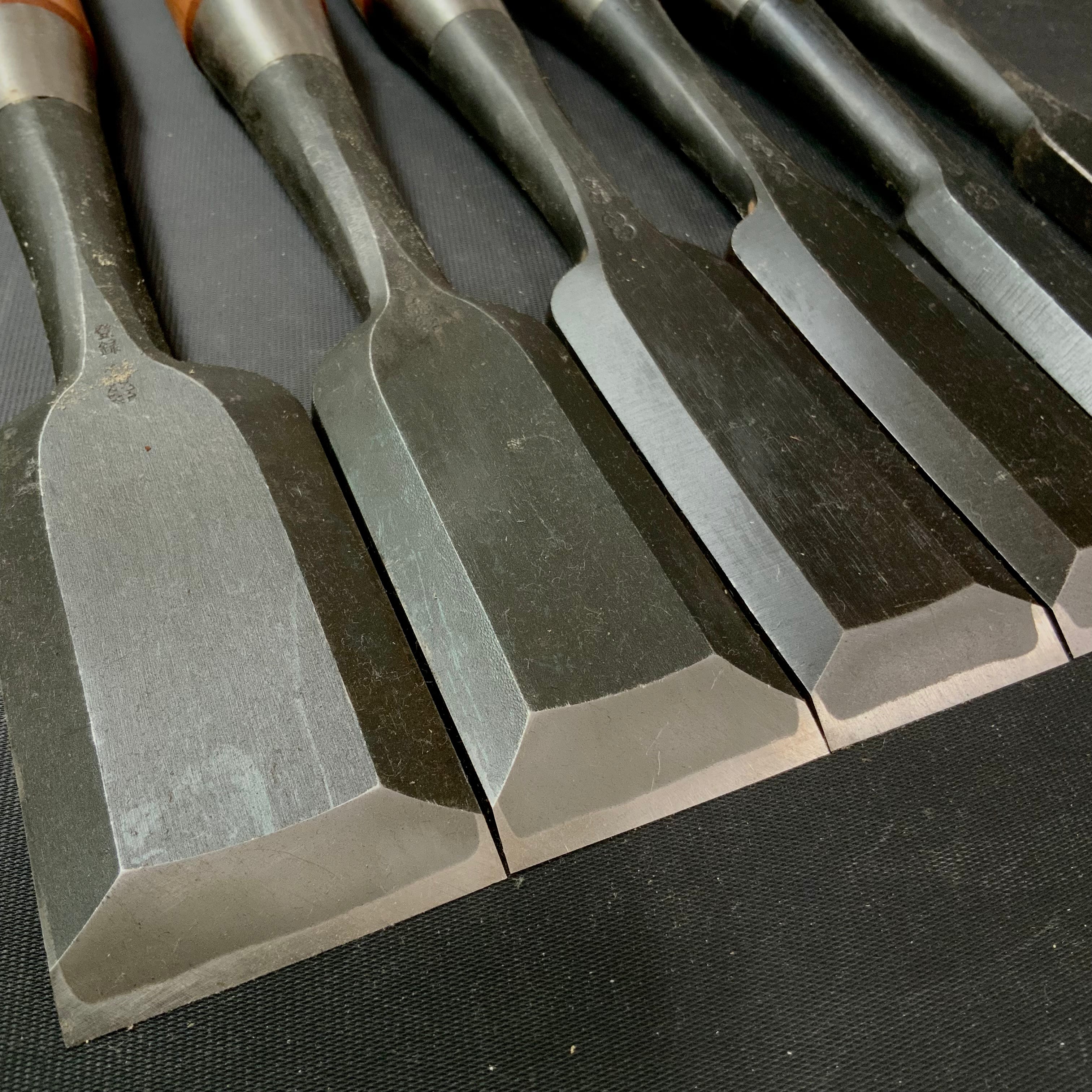 Koshitaka Timber chisels set with White Steel  越孝  厚鑿  6本組  Atsunomi