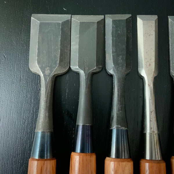 #M169 Mixed Bench chisels set by unknown  バラ鑿合わせ 追入組鑿 5本組 作者不明