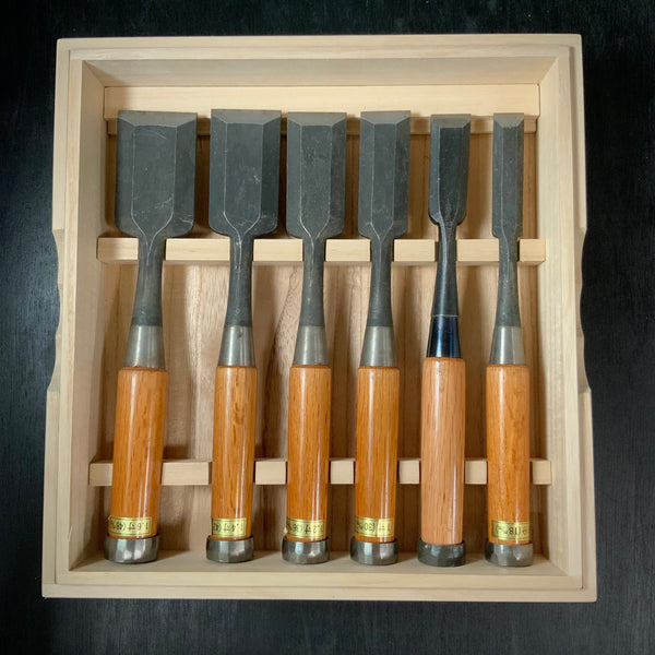 #M163  Mixed Timber chisels set by unknown smith バラ鑿合わせ 叩き組鑿 作者不明