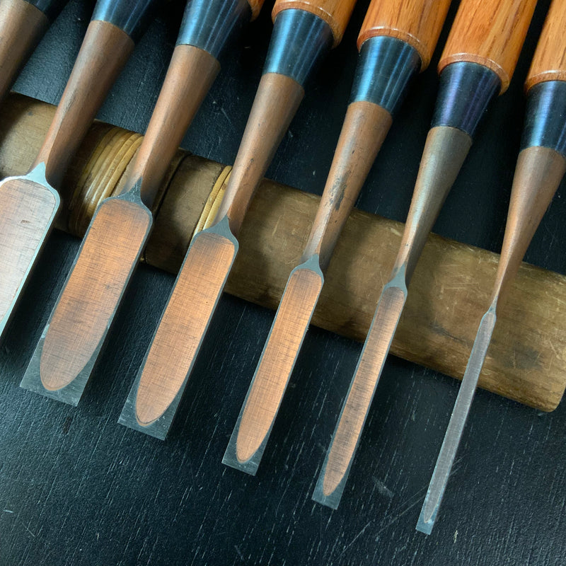 #M184  Masasoku Mixed set High-Speed Steel Bench chisels set for beginner by unknown smith 正則 バラ鑿合わせ 初心者におすすめ ハイス追入組鑿作者不明