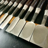 Tasai Mokume Special Bench chisels set  with Rosewood handle 田斎作 木目造り 追入組鑿  10本組 紫檀柄