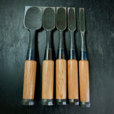 Sukekura Bench chisels set with White steel  5pc  /    助倉 追入組鑿 5本組  白紙鋼 Oirenomi