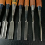 #M180 Mixed Uchimarunomi chisels set by unknown  バラ鑿合わせ 内丸組鑿 10本組 作者不明