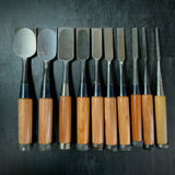 #M160  Mixed set for beginner Bench chisels set by unknown smith バラ鑿合わせ 初心者におすすめ 追入組鑿作者不明