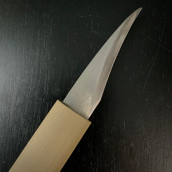 Baishinshi Kunimitsu Setsuki Kokatana carved kiridashi type 梅心子圀光 接木小刀 曲り 鞘付き たしみ丸 107mm