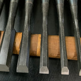 Takashiba Bench chisels set (Oirenomi) with wooden box 高芝 追入組鑿 白紙鋼 桐箱付