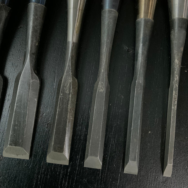 #M180 Mixed Uchimarunomi chisels set by unknown  バラ鑿合わせ 内丸組鑿 10本組 作者不明