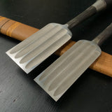 Tasai Mokume Special Paring chisels (Usunomi) with blue steel blackwood Handle  田斎作 木目 薄鑿 四つ裏 黒檀柄