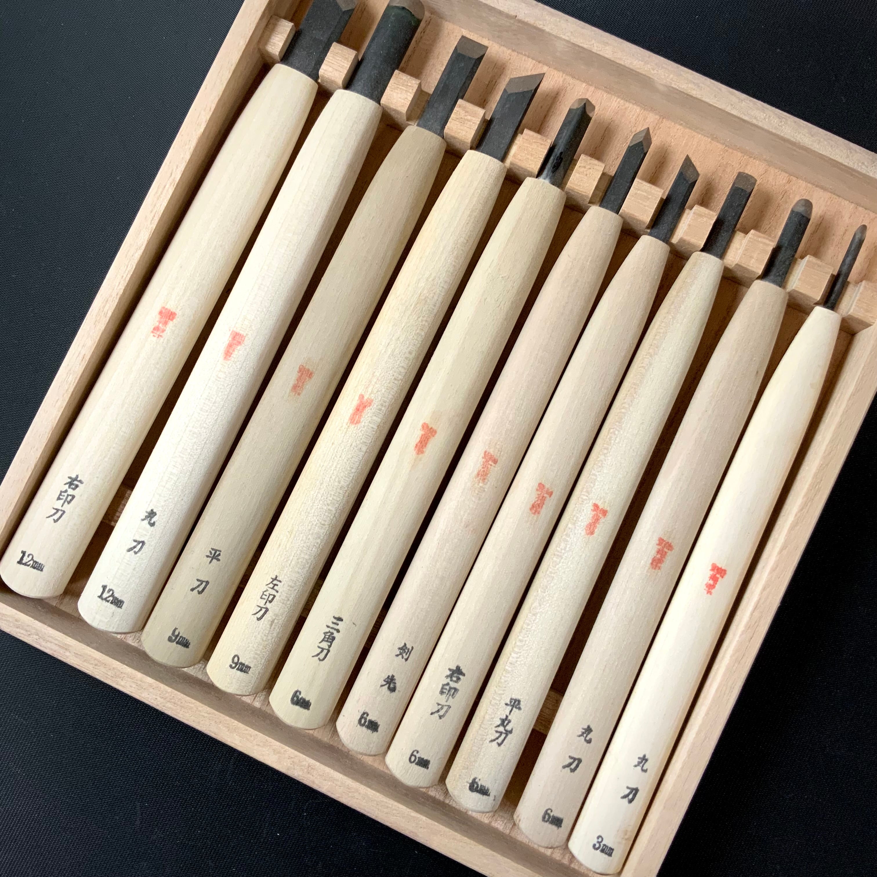 Baishinshi Carving chisels set    /       梅心子 彫刻刀10本組   Chokokuto