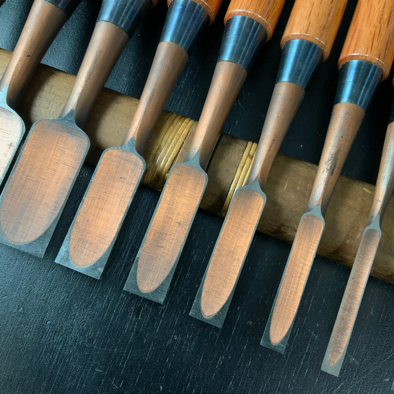 #M184  Masasoku Mixed set High-Speed Steel Bench chisels set for beginner by unknown smith 正則 バラ鑿合わせ 初心者におすすめ ハイス追入組鑿作者不明