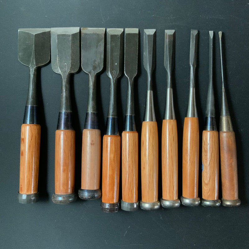 #M139  Mixed set for beginner Bench chisels set by unknown smith バラ鑿合わせ 初心者におすすめ 追入組鑿